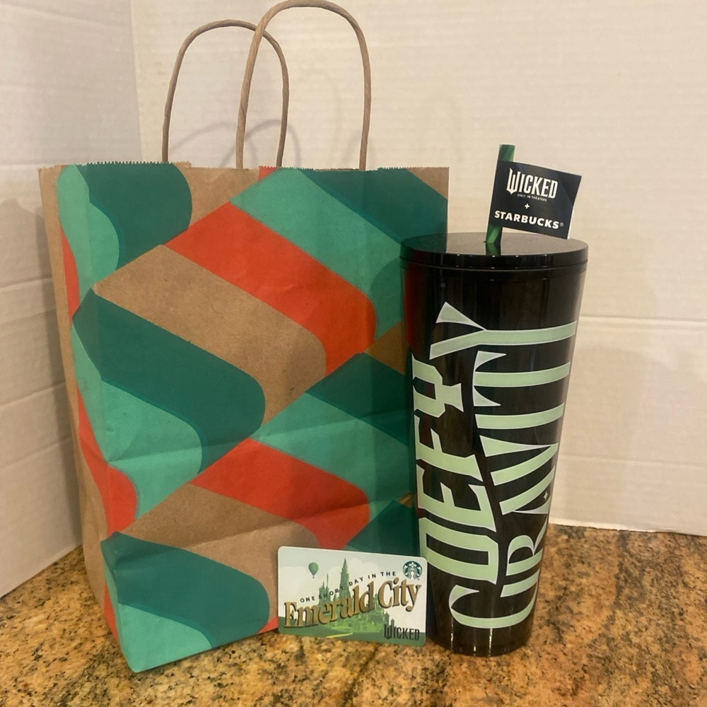 Starbucks 2024 Wicked Defying Gravity 24oz Tumbler Cold Glow in the Dark W/card